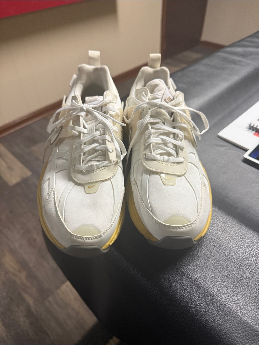 Nike Women's White and Yellow Low-Top Sneakers